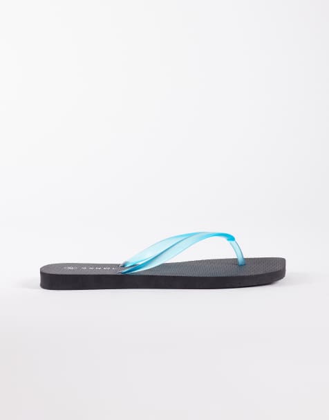 SEQWL – Svarta och blå flip flops med remmar - view 1