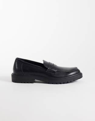 Seqwl Sven Square Toe Loafers In Black