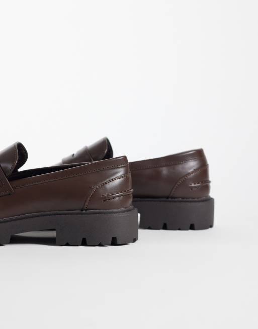 SEQWL szeroki krój dziecięce masywne loafersy w brązie, 3 z 4
