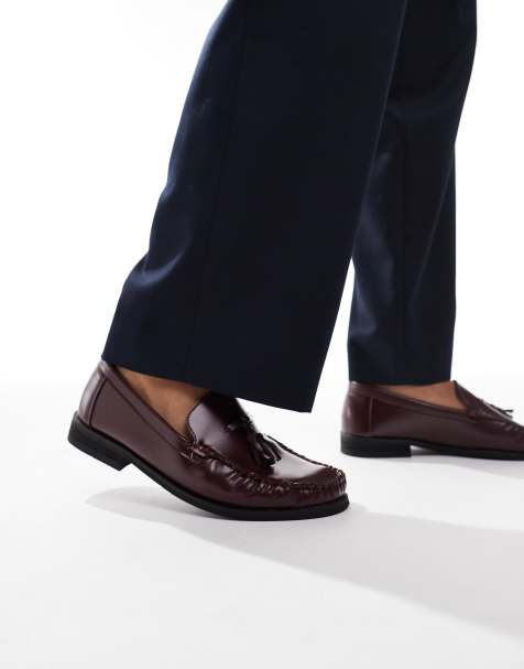 SEQWL tassel detail ruched loafers in burgundy - view 1