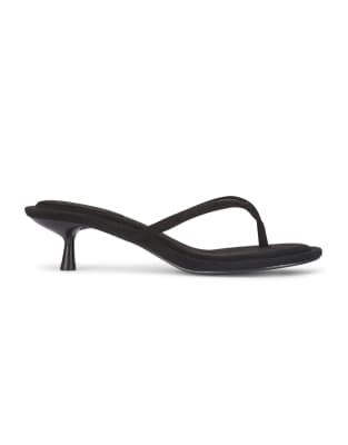  Thong mule kitten heel sandals with minimalist straps 