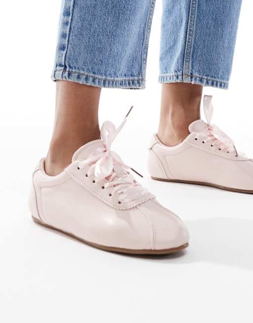 SEQWL - Toffee - Sneakers stringate color rosa confetto con fiocco, 5 di 5