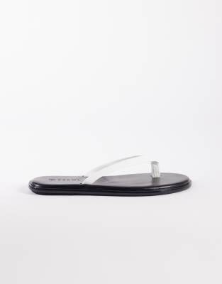Tongs en plastique à brides blanches - Noir 38