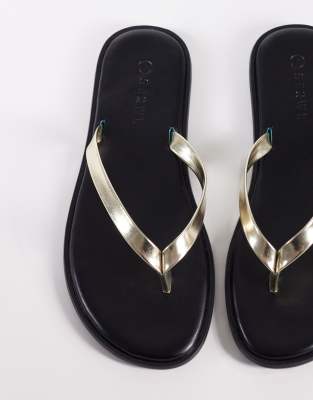 Tongs en plastique à brides dorées - Noir 40