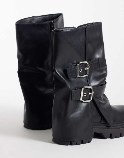 SEQWL Twirl Chunky-Buckle-Stiefel in Schwarz, 3 von 4