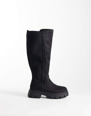 Seqwl Twirl Chunky Knee Boots In Black