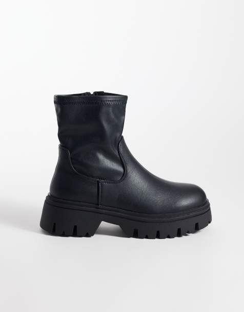 SEQWL Twirl chunky sock boots in black - view 1