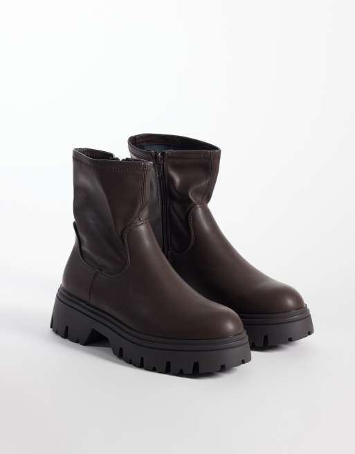 SEQWL Twirl chunky sock boots in brown, 2 of 4
