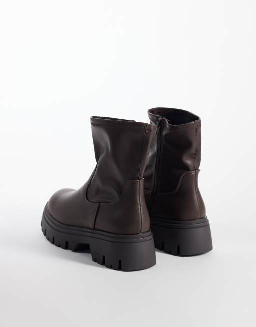 SEQWL Twirl chunky sock boots in brown, 3 of 4
