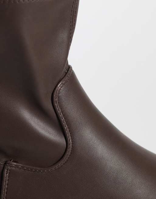 SEQWL Twirl chunky sock boots in brown, 4 of 4