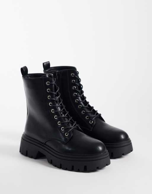 SEQWL Twirl chunky veterlaarzen in zwart, 2 van 4
