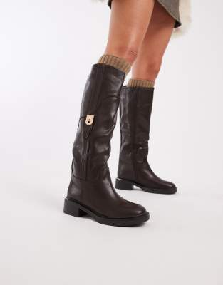 Twix - Bottes cavalières avec boucle et pointe effilée - Chocolat-Brown 36