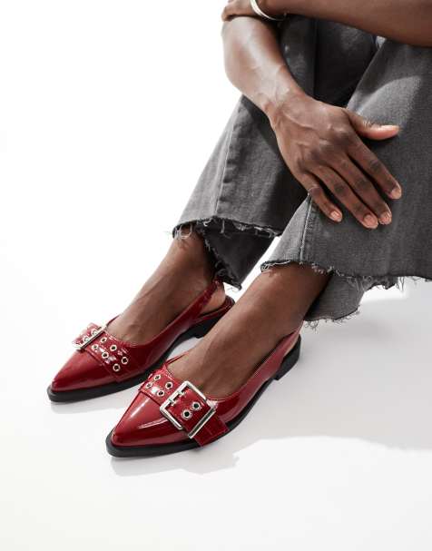 SEQWL Vardy slingback sandals with buckle detail in red - view 1