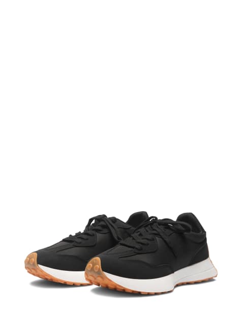 SEQWL Wedge lace up casual lightweight sneakers in black - view 1