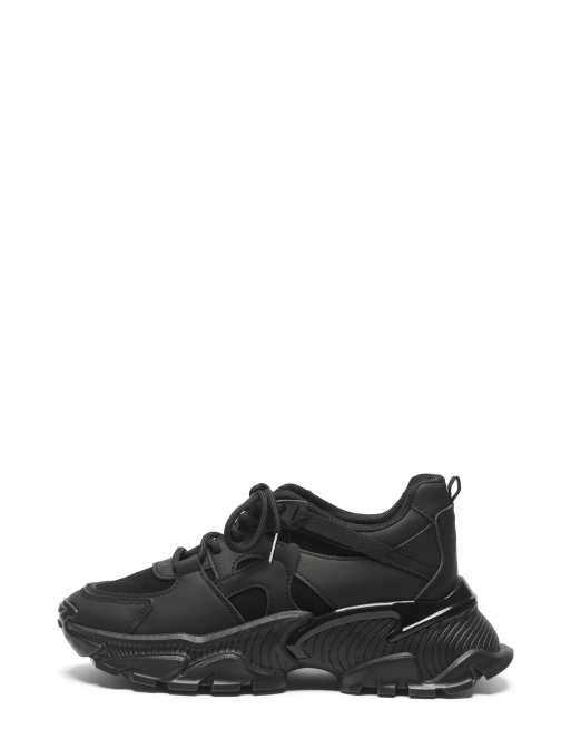 SEQWL Wedge training lace up sneakers with mesh detail in black