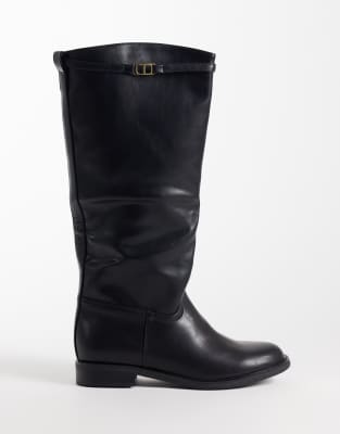 Seqwl Whispa Refined Riding Knee Boots In Black