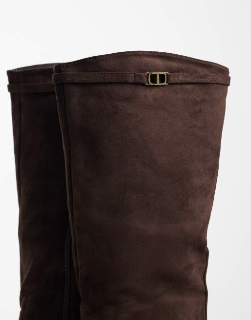 SEQWL Whispa Stiefel in raffinierter Wildlederoptik bis zum Knie in Schokobraun, 3 von 4