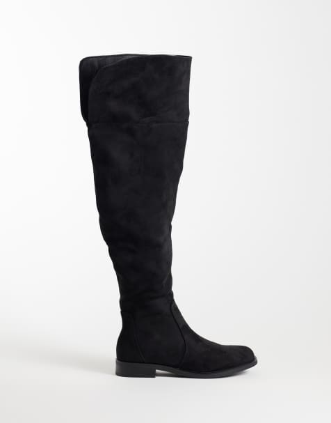 SEQWL Whisper faux suede refined over the knee boots in black - view 1