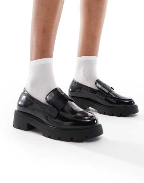 SEQWL Wide Fit Alfa chunky loafers in black - view 1