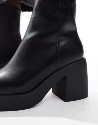 Seqwl Wide Fit Audi Chunky Ankle Boots In Black