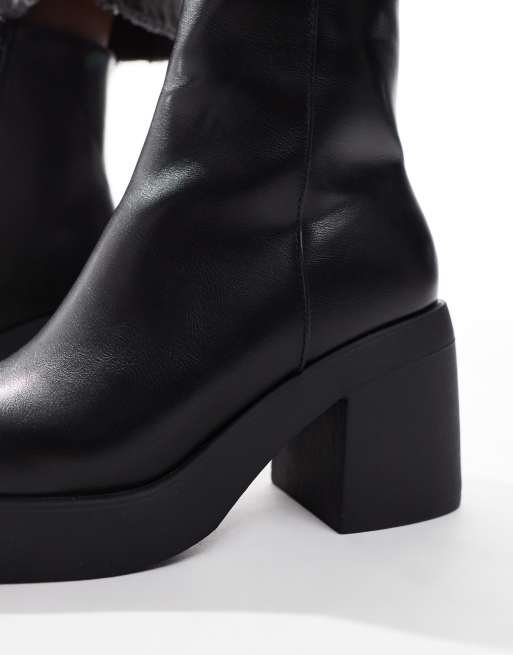 SEQWL Wide Fit Audi chunky ankle boots in black