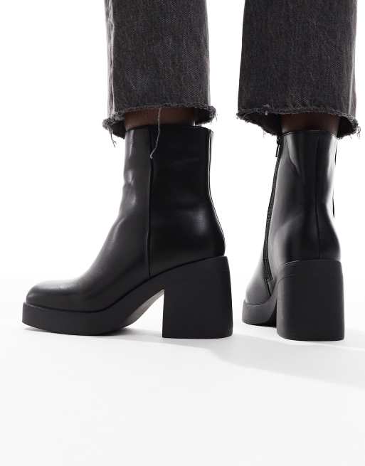 SEQWL Wide Fit Audi chunky ankle boots in black