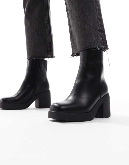 SEQWL Wide Fit Audi chunky ankle boots in black