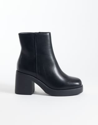 Seqwl Wide Fit Audi Chunky Ankle Boots In Black
