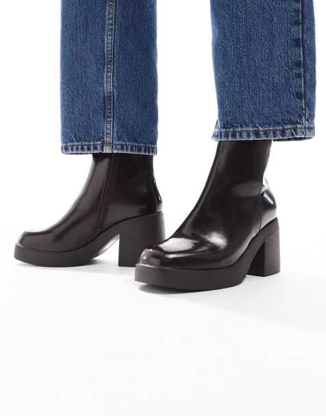 SEQWL Wide Fit Audi chunky ankle boots in brown - view 1