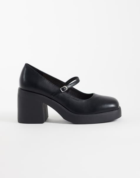 SEQWL Wide Fit Audi heeled Mary Janes in black - view 1