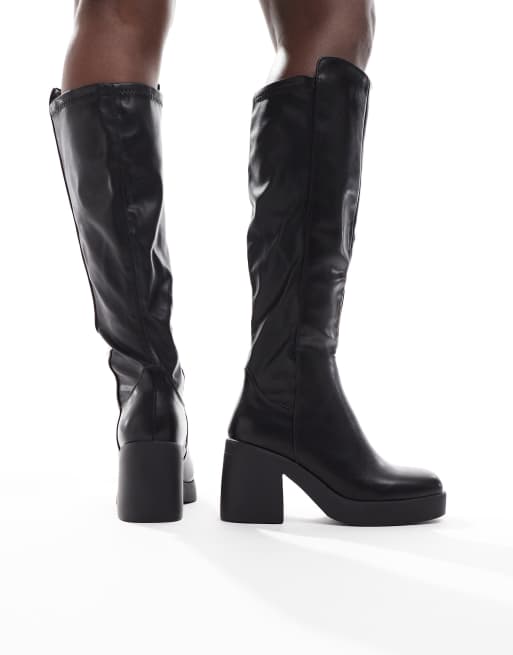 SEQWL Wide Fit – Audi – Kniehohe Stiefel in Schwarz mit dicker Sohle, weite Passform, 4 von 4
