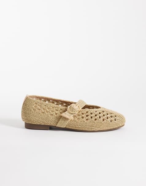 SEQWL Wide Fit - Ballerine a pianta larga intrecciate color cuoio con fibbia - view 1