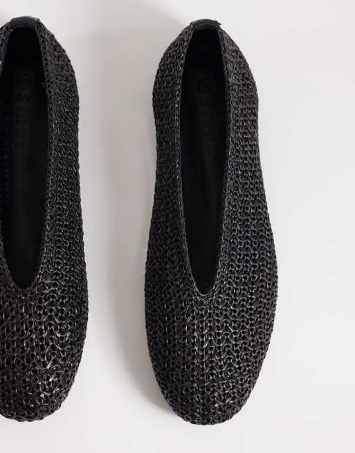 SEQWL Wide Fit - Ballerine a pianta larga nere intrecciate, 3 di 4
