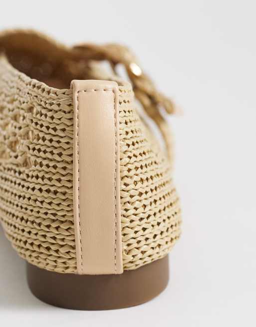 SEQWL Wide Fit – Beige, vävda ballerinaskor med spänne, 3 av 4