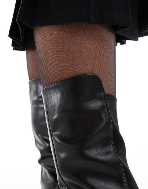 SEQWL Wide Fit Bellini over the knee riding boots in black