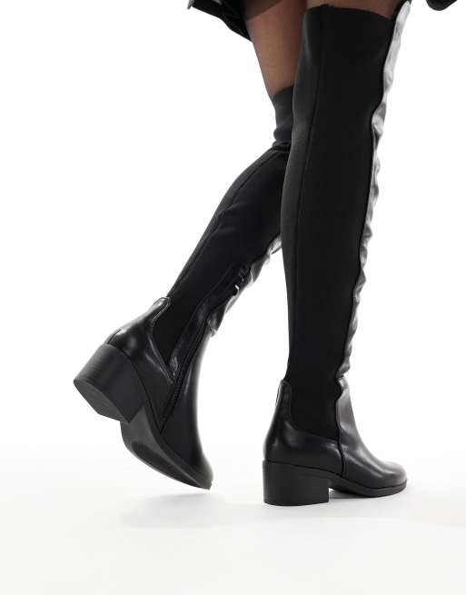 SEQWL Wide Fit Bellini over the knee riding boots in black