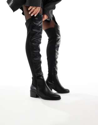 SEQWL Wide Fit - Bellini - Overknee-Reitstiefel in Schwarz, weite Passform