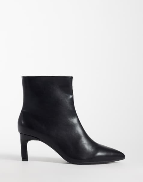 SEQWL Wide Fit Benz faux suede kitten heel ankle boots in black - view 1