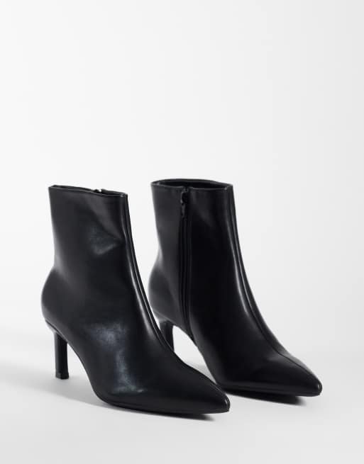 SEQWL Wide Fit Benz faux-suede kitten heel ankle boots in black, 4 of 4
