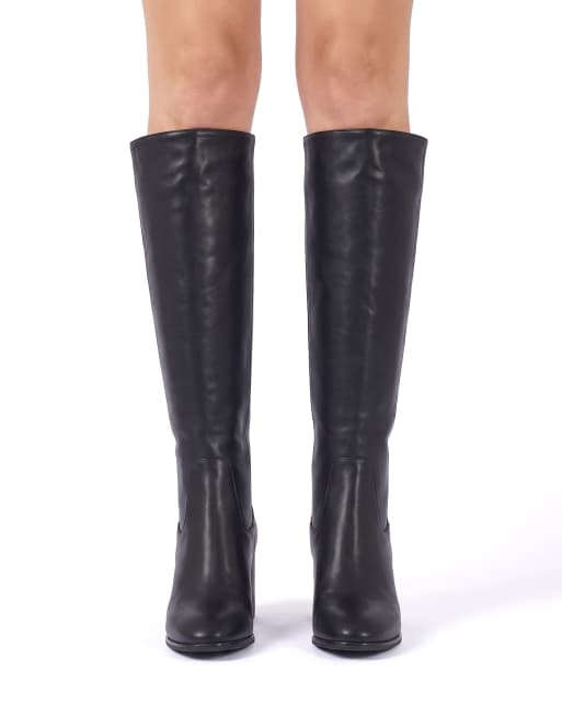 SEQWL Wide Fit Block heel casual knee high boots in black, 4 of 5