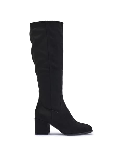 SEQWL Wide Fit Block heel casual knee high boots in black - view 1