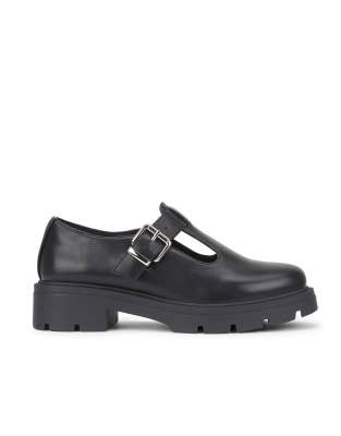  Block heel loafers with metal buckle 