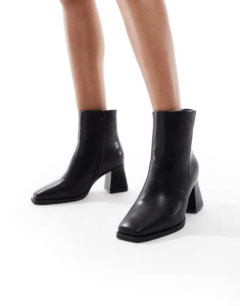 SEQWL Wide Fit block heel mid ankle boots in black - view 1