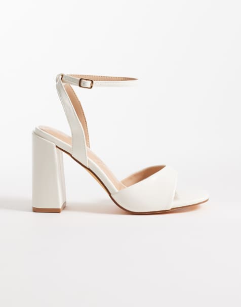 SEQWL Wide Fit block heeled sandals in white - view 1