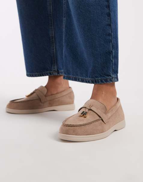SEQWL Wide Fit – Brungrå loafers i mockaimitation - view 1