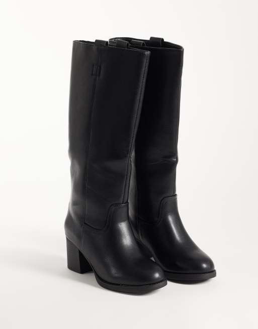 SEQWL Wide Fit Byron pull on knee boots in black, 2 of 4