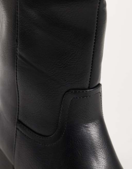 SEQWL Wide Fit Byron pull on knee boots in black, 3 of 4