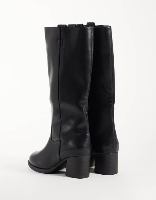 SEQWL Wide Fit Byron pull on knee boots in black, 4 of 4