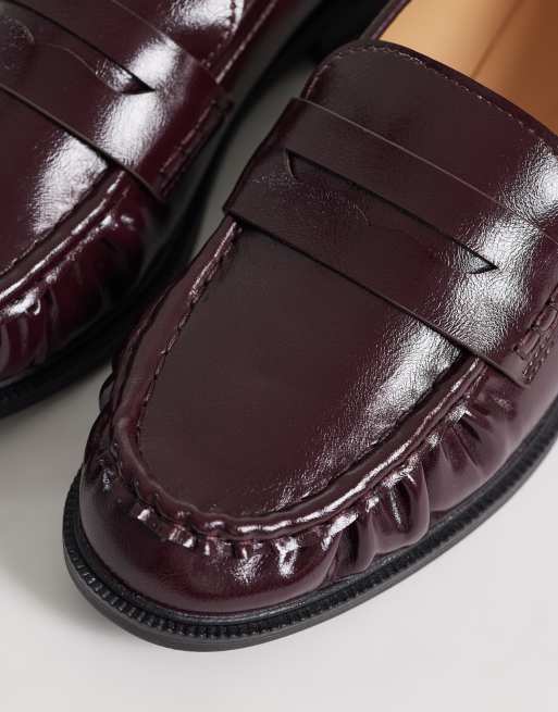 SEQWL Wide Fit Cadillac penny loafers in cherry, 4 of 4