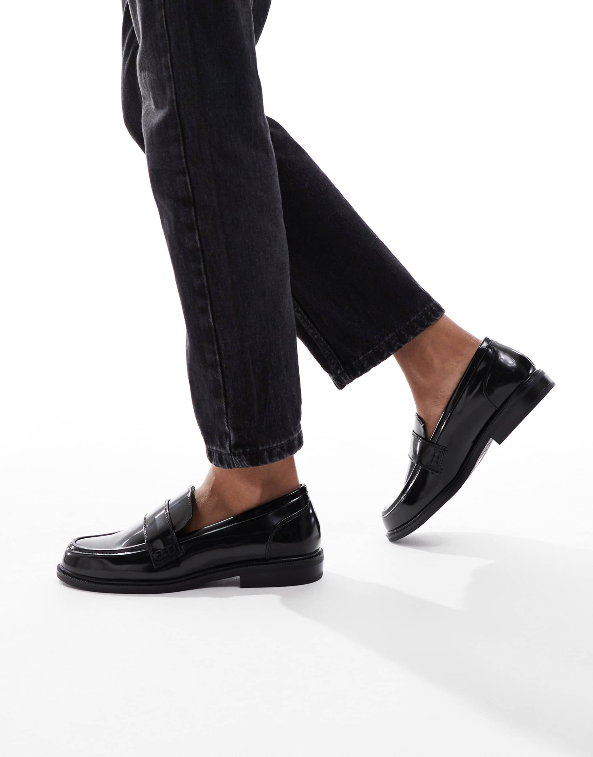 seqwl wide fit cadilliac penny loafers in black